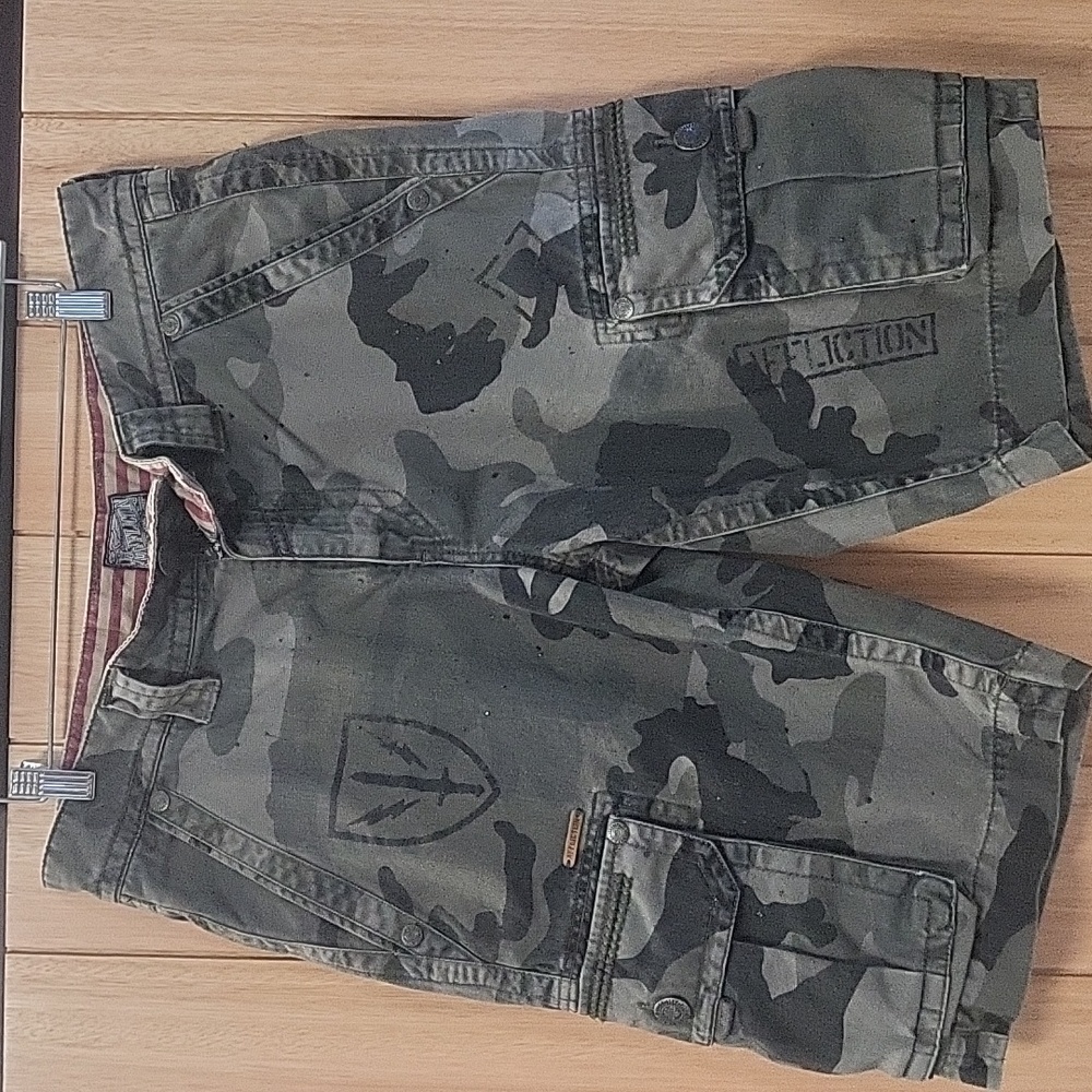 Mens Affliction Cargo Camo Shorts Bottoms